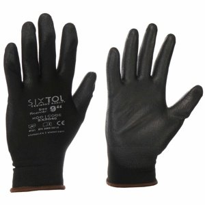 Sixtol Pracovné rukavice GLOVE PE-PU 9 black,veľkosť 9"