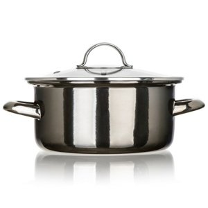 Banquet Smaltovaný hrniec METALLIC Black 20 cm, 2l, s pokrievkou, 20 cm