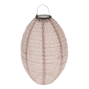 Textilný lampáš so solárnym LED svetlom, 25 cm,hnedý