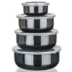 Banketová sada smaltovaných misiek METALLIC Black,8 ks
