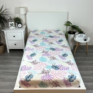 Jerry Fabrics Bavlnené prestieradlo Lilo andStitch "Leaves", 90 x 200 cm