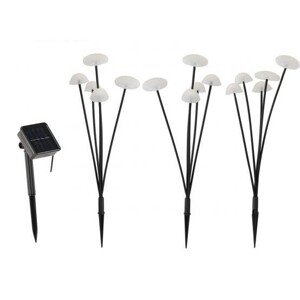 Aldotrade Solárna lampa Hubka, sada 3 ks, v. 43cm, 15 LED diód, teplá biela