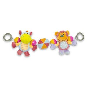 Baby Mix Detská plyšová hrkálka do kočíka Hrošík aopička, 28 cm
