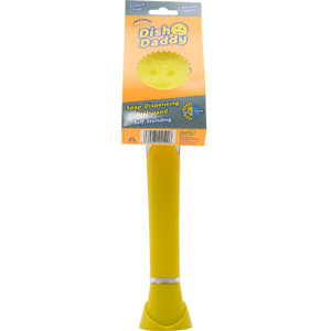 Hubka na umývanie riadu Scrub Daddy Dish Daddy srukoväťou a dávkovačom umývacieho prostriedku