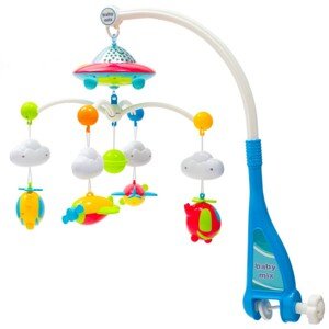 Kolotoč Baby Mix nad postieľku s projektorom adiaľkovým ovládaním, modrý