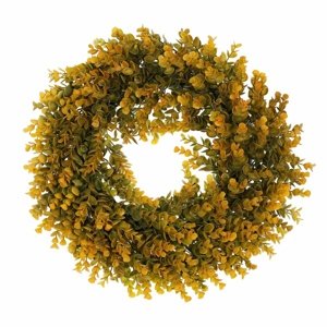 Jesenný veniec umelý Eucalyptus, pr. 40 cm,oranžovo-zelená