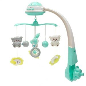 Kolotoč Baby Mix nad postieľku so svetelnýmprojektorom, zelený