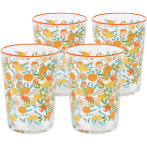 4-dielna súprava pohárov Flowers & Fruits 510ml , oranžová