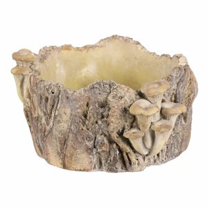 Betónový obal - pařez s houbami, 26 x 24 x 14 cm