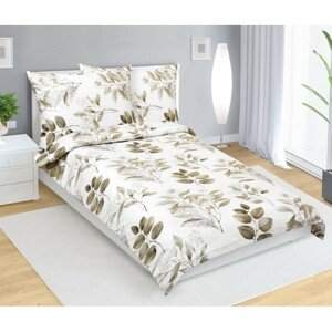 Bellatex Saténové prestieradlá Listy hnedé , 140 x200 cm, 70 x 90 cm, 140 x 200 cm, 70 x 90 cm