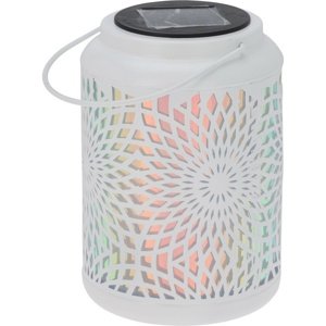 Solárna LED lampa Mandala biela, 18 cm, teplábiela
