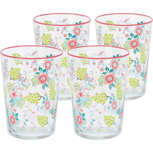 4-dielna súprava pohárov Flowers & Fruits 510 ml, ružová