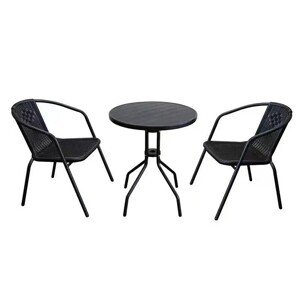 Set záhradného nábytku stôl + 2 stoličky, čierna