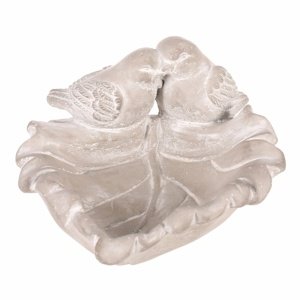 Betónové napájadlo pre vtáčiky List, sivá, 21 x 17 x 9 cm