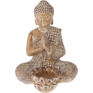 Záhradná dekorácia Buddha na čajovú sviečku, 14 x19 x 13 cm, piesková