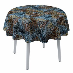 Dekoria Obrus okrúhly, modro-oranžová, Intenso Premium, 144-37